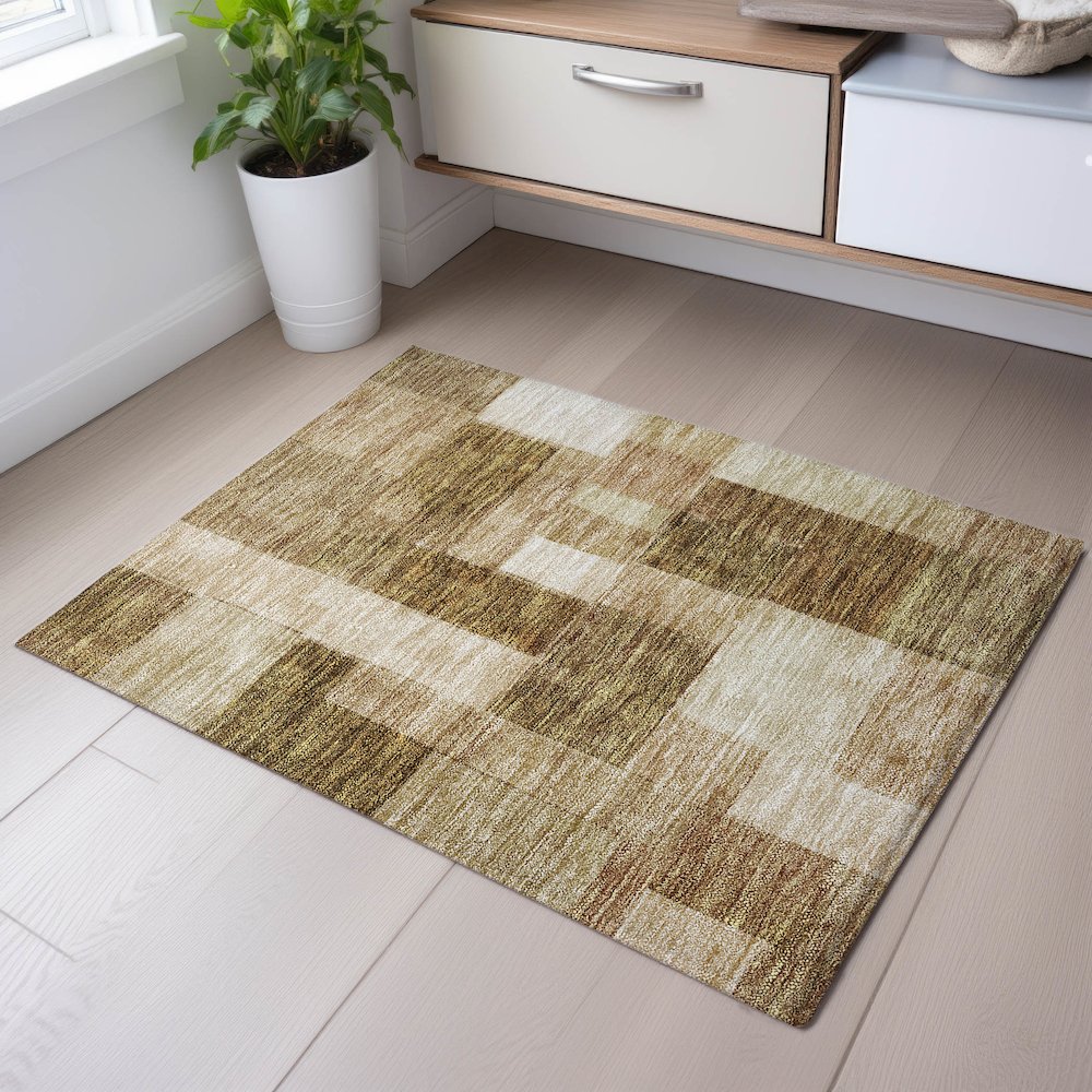 Premium Machine Washable Mayfield AMF1190 Terracotta 1'8" x 2'6" Rug. Picture 5