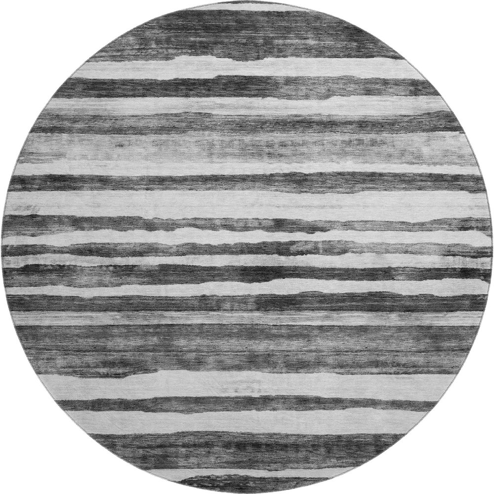 Premium Machine Washable Mayfield AMF1191 Charcoal 8' x 8' Round Rug. Picture 1