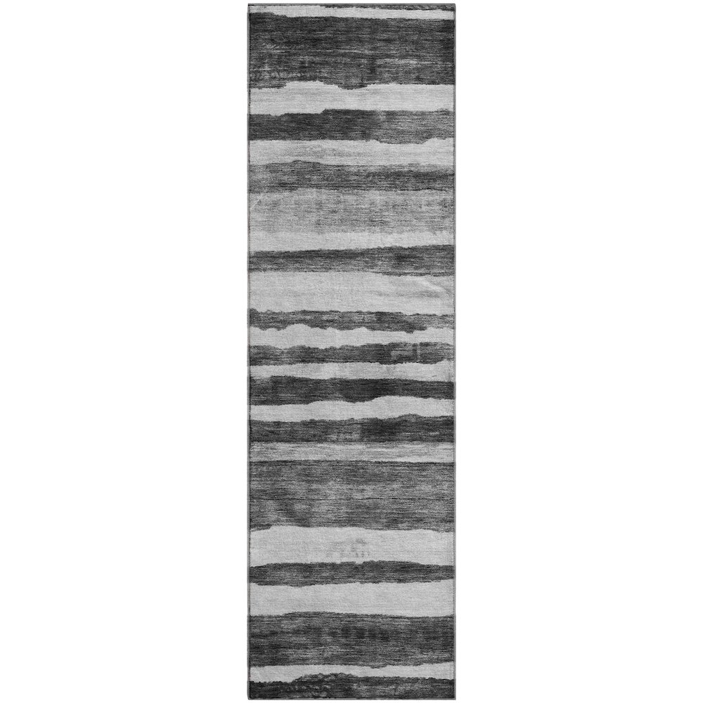 Premium Machine Washable Mayfield AMF1191 Charcoal 2'3" x 7'6" Runner Rug. Picture 1