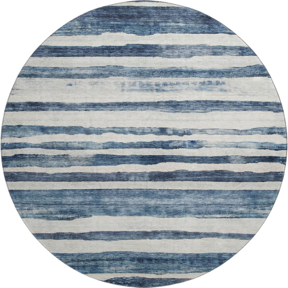 Premium Machine Washable Mayfield AMF1191 Denim 8' x 8' Round Rug. Picture 1