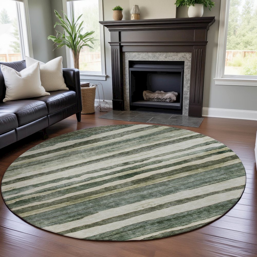 Premium Machine Washable Mayfield AMF1191 Sage 8' x 8' Round Rug. Picture 5