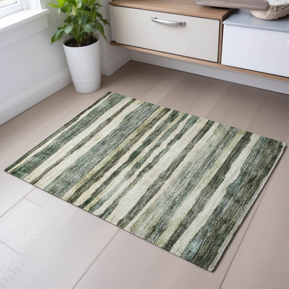 Premium Machine Washable Mayfield AMF1191 Sage 1'8" x 2'6" Rug. Picture 5