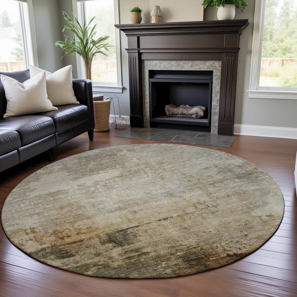 Premium Machine Washable Mayfield AMF1193 Linen 8' x 8' Round Rug. Picture 5
