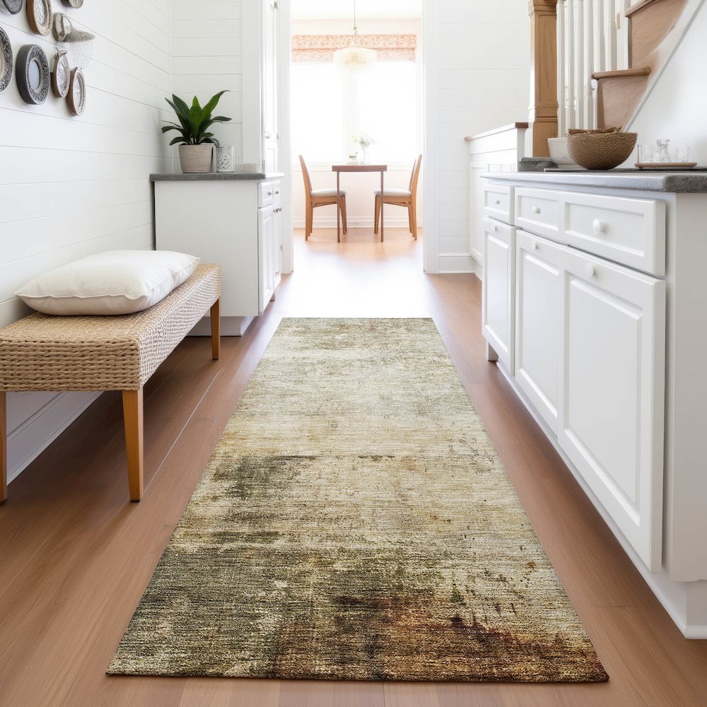 Premium Machine Washable Mayfield AMF1193 Linen 2'3" x 7'6" Runner Rug. Picture 5