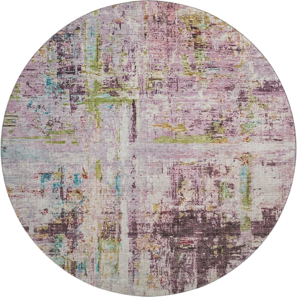 Premium Machine Washable Mayfield AMF1194 Lavender 8' x 8' Round Rug. Picture 1