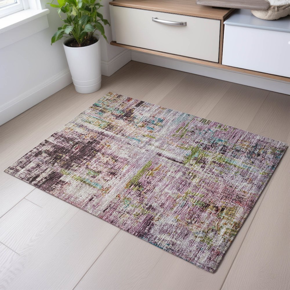 Premium Machine Washable Mayfield AMF1194 Lavender 1'8" x 2'6" Rug. Picture 5