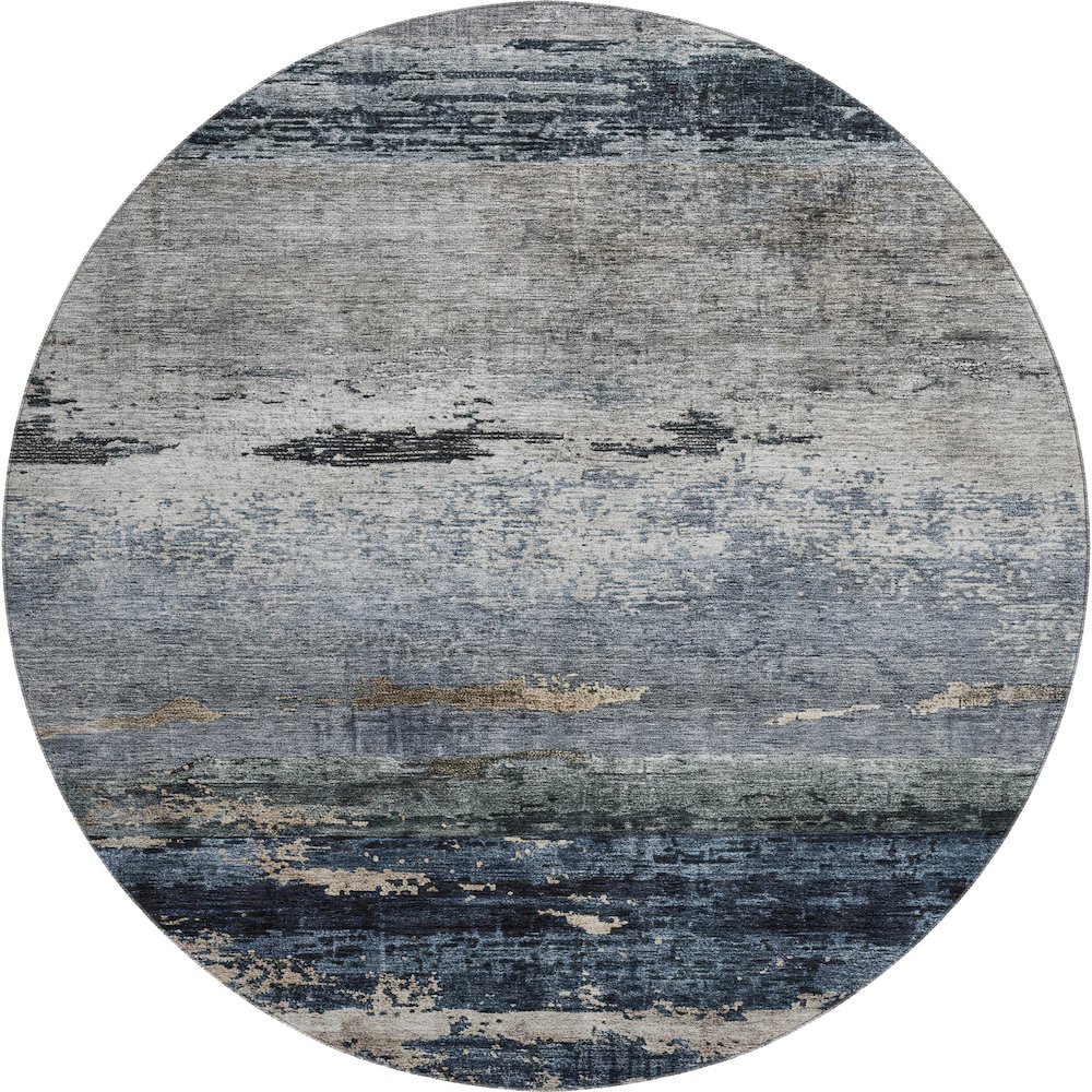 Premium Machine Washable Mayfield AMF1195 Navy 8' x 8' Round Rug. Picture 1