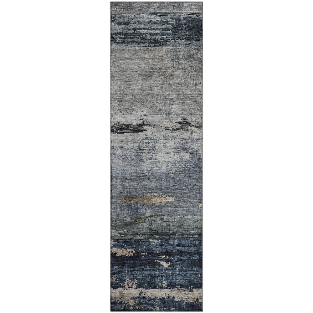 Premium Machine Washable Mayfield AMF1195 Navy 2'3" x 7'6" Runner Rug. Picture 1
