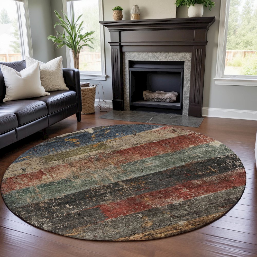 Premium Machine Washable Mayfield AMF1198 Fern 8' x 8' Round Rug. Picture 5