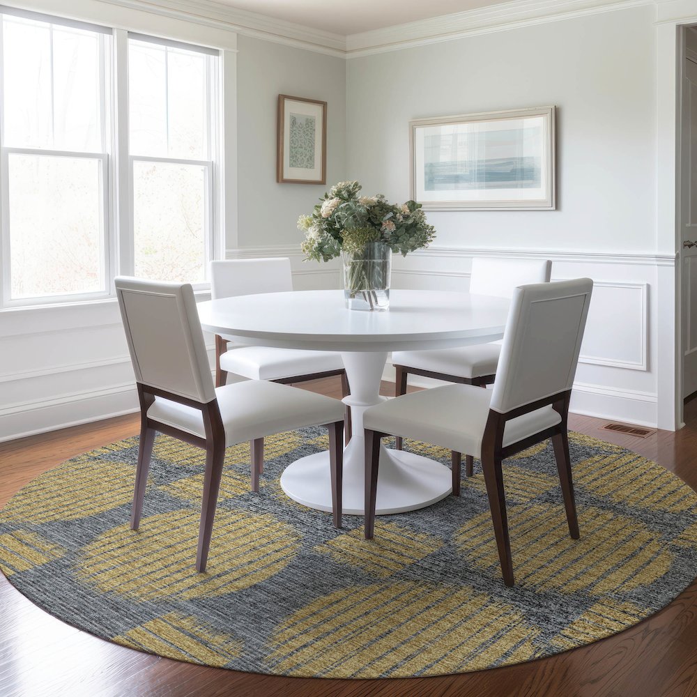Premium Machine Washable Mayfield  Gilded 8' x 8' Round Rug. Picture 5