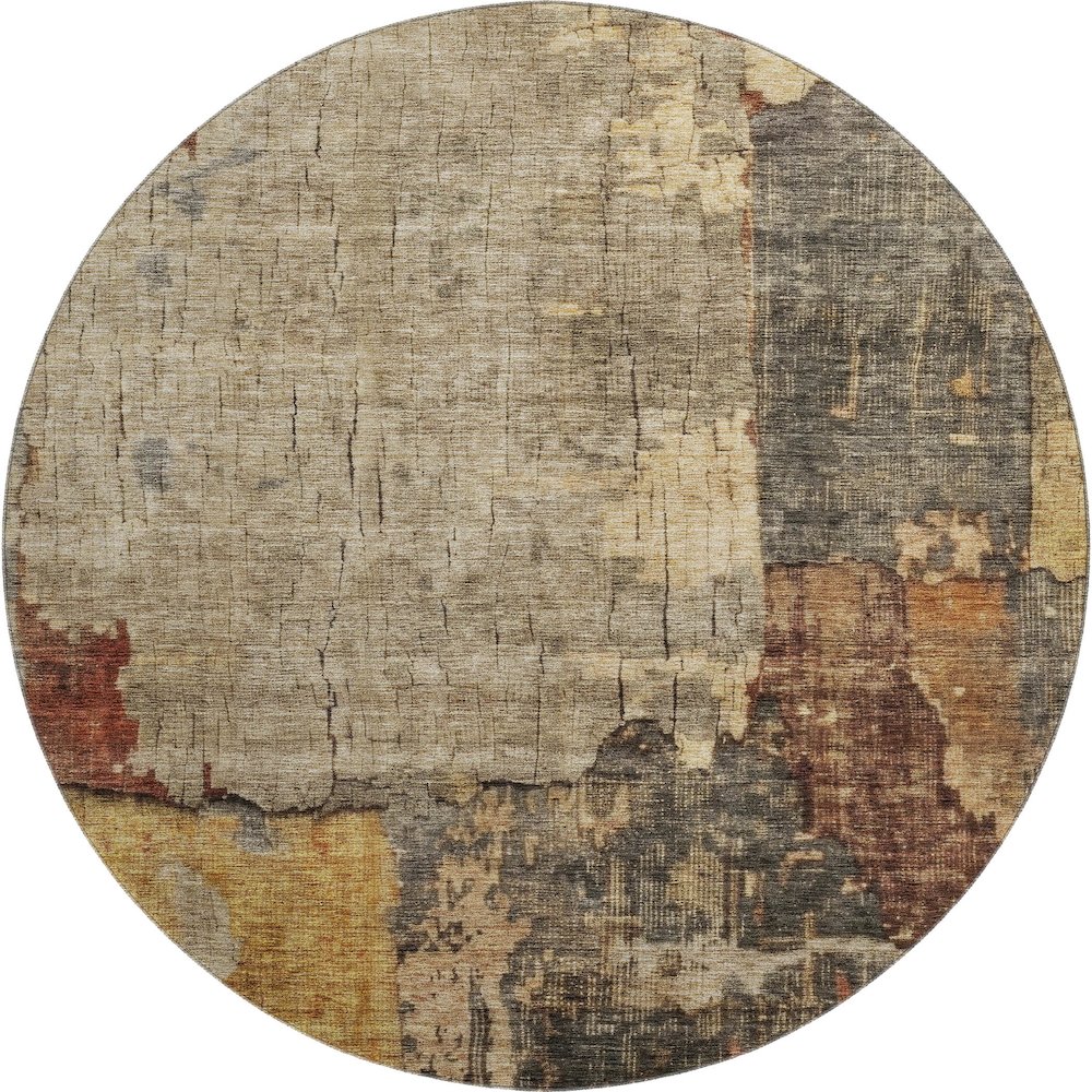 Premium Machine Washable Mayfield AMF1201 Khaki 8' x 8' Round Rug. Picture 1