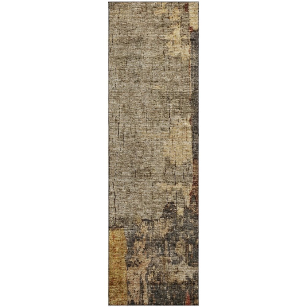 Premium Machine Washable Mayfield AMF1201 Khaki 2'3" x 7'6" Runner Rug. Picture 1