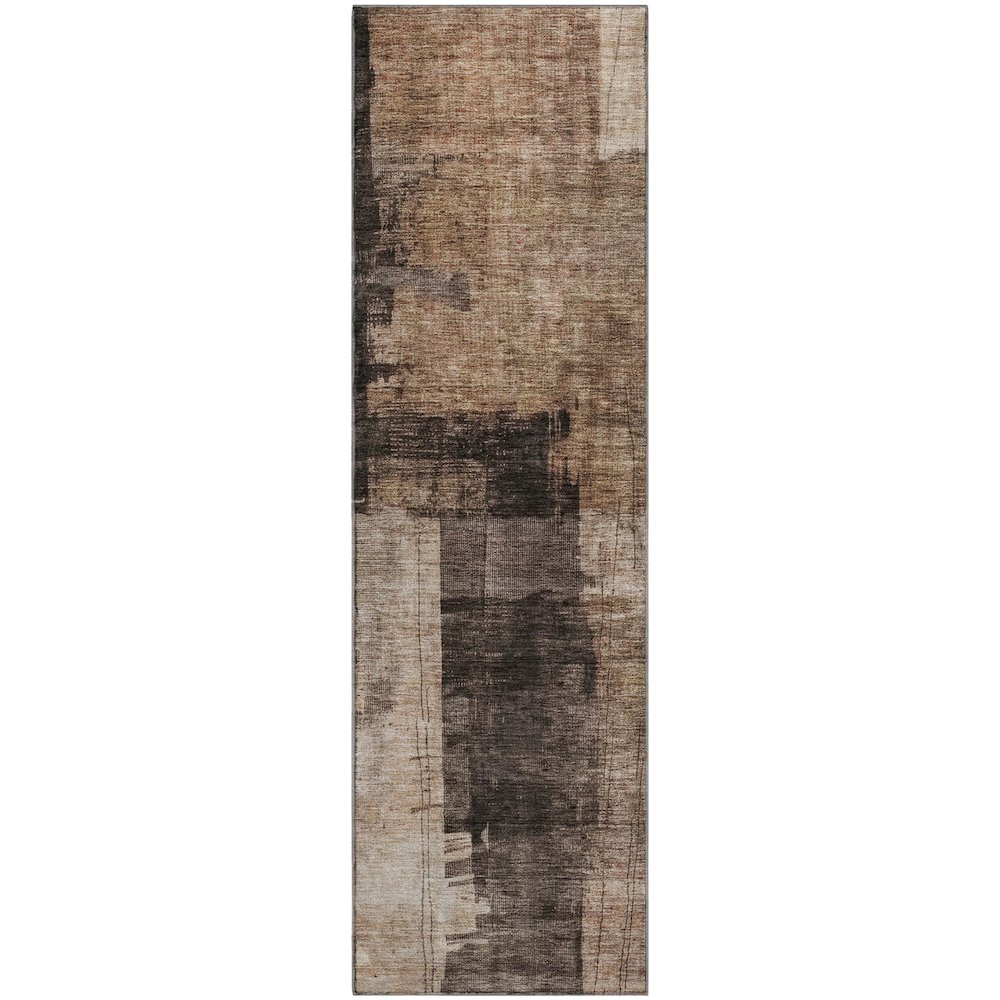 Premium Machine Washable Mayfield AMF1202 Brown 2'3" x 7'6" Runner Rug. Picture 1