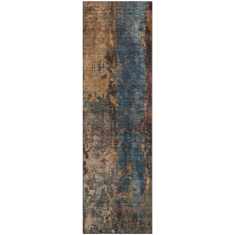 Premium Machine Washable Mayfield AMF1204 Blue 2'3" x 7'6" Runner Rug. Picture 1