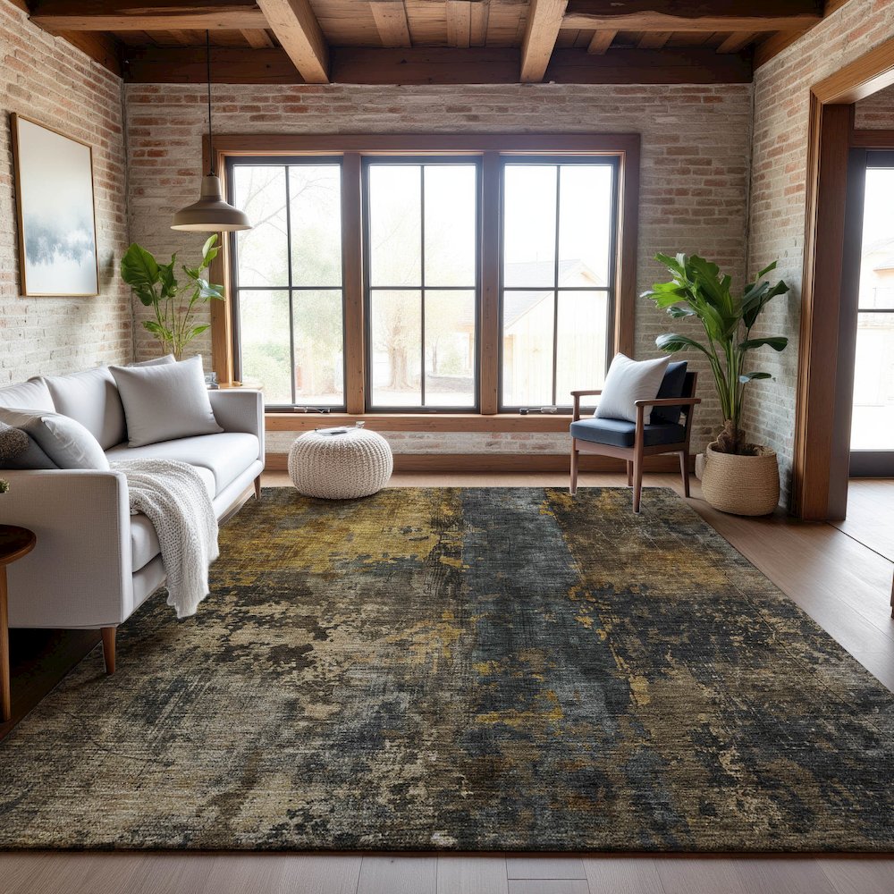 Premium Machine Washable Mayfield AMF1204 Gray 2'6" x 3'10" Rug. Picture 5