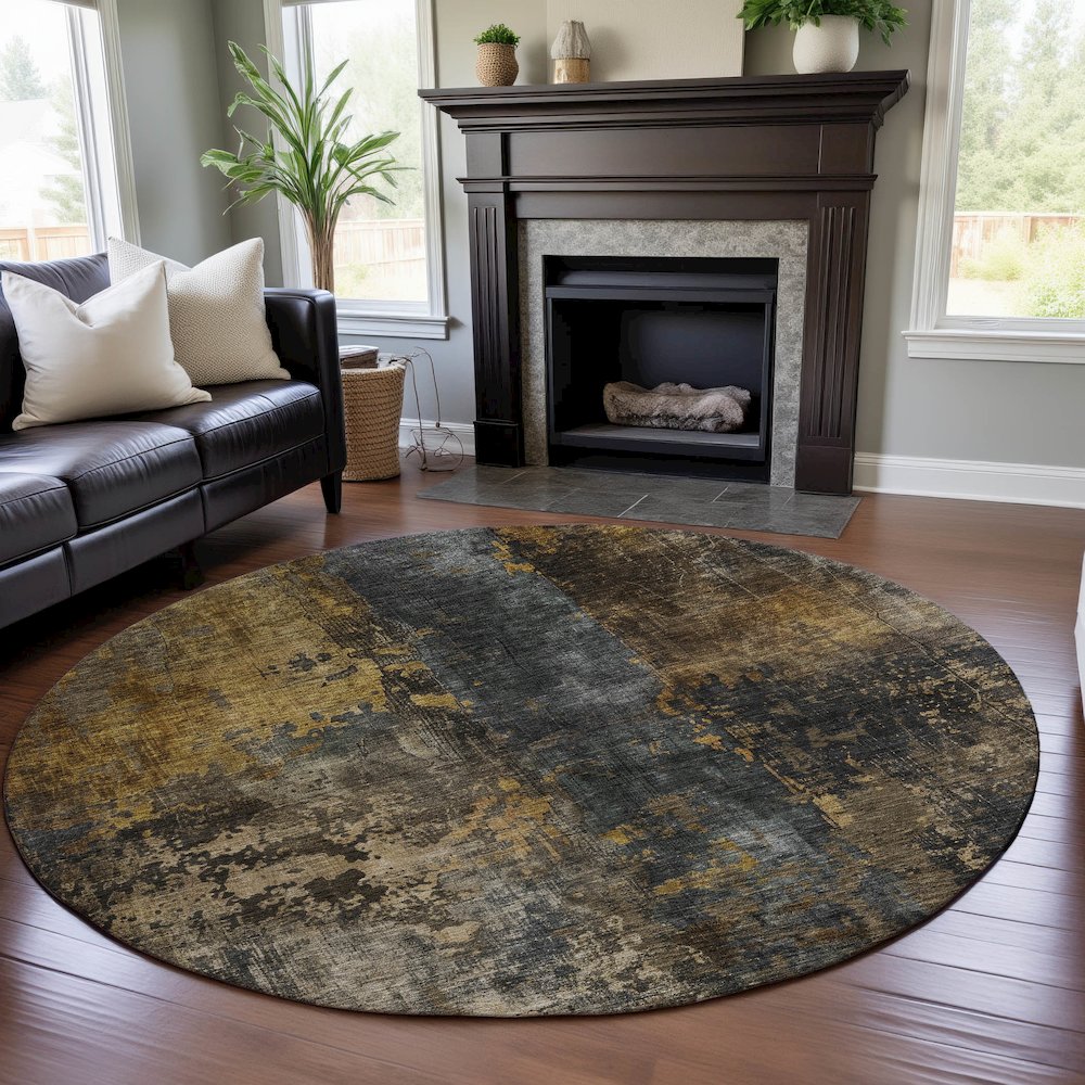 Premium Machine Washable Mayfield AMF1204 Gray 8' x 8' Round Rug. Picture 5