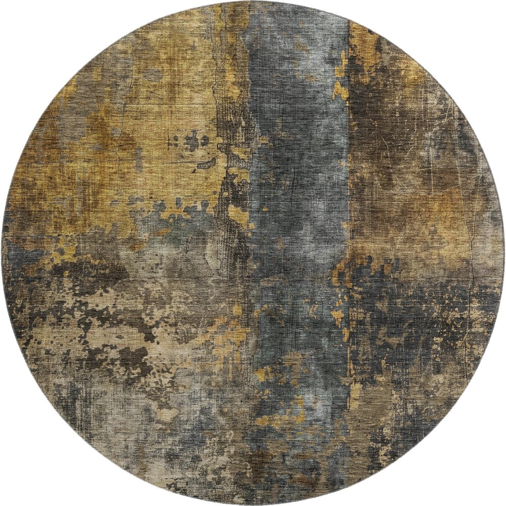 Premium Machine Washable Mayfield AMF1204 Gray 8' x 8' Round Rug. Picture 1