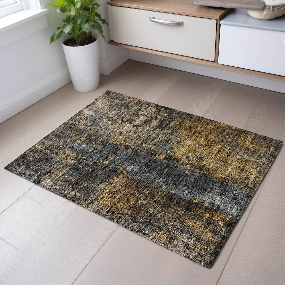 Premium Machine Washable Mayfield AMF1204 Gray 1'8" x 2'6" Rug. Picture 5