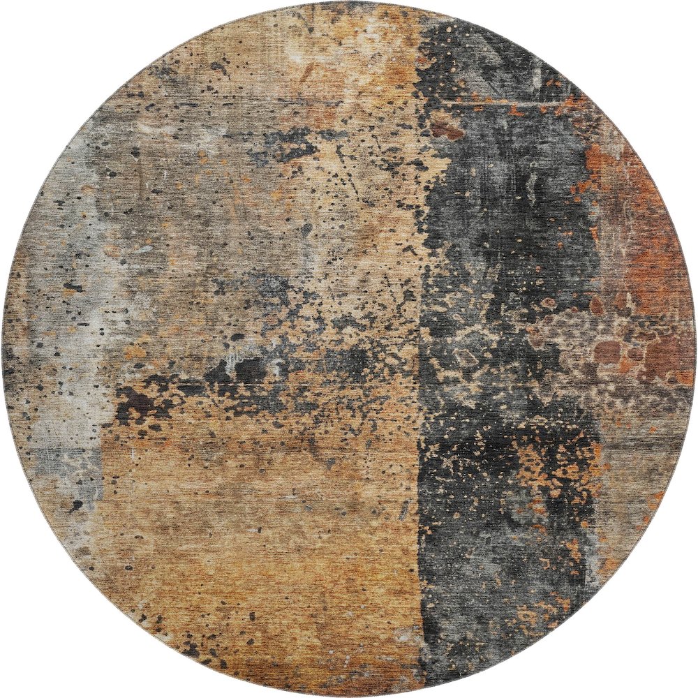 Premium Machine Washable Mayfield AMF1205 Copper 8' x 8' Round Rug. Picture 1