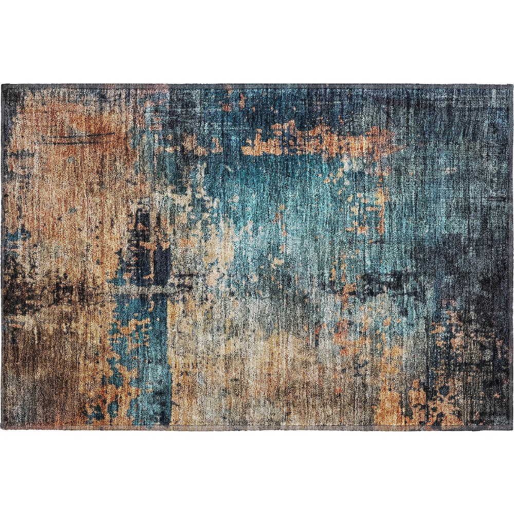 Premium Machine Washable Mayfield AMF1206 Teal 1'8" x 2'6" Rug. Picture 1