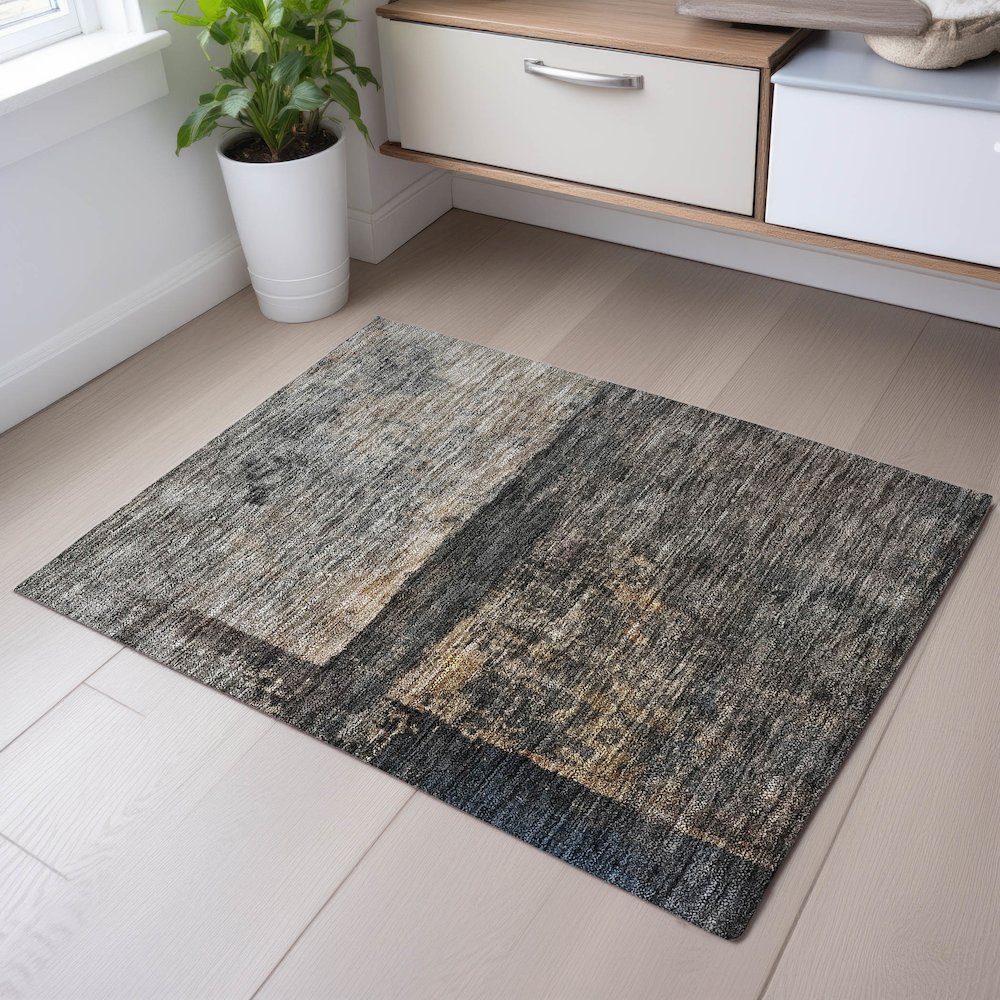 Premium Machine Washable Mayfield AMF1208 Coffee 1'8" x 2'6" Rug. Picture 5