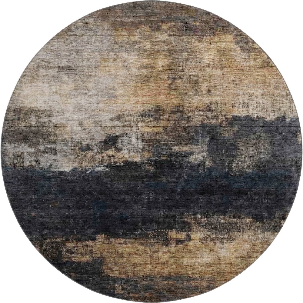 Premium Machine Washable Mayfield AMF1209 Charcoal 8' x 8' Round Rug. Picture 1