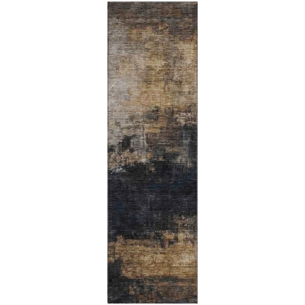Premium Machine Washable Mayfield AMF1209 Charcoal 2'3" x 7'6" Runner Rug. Picture 1