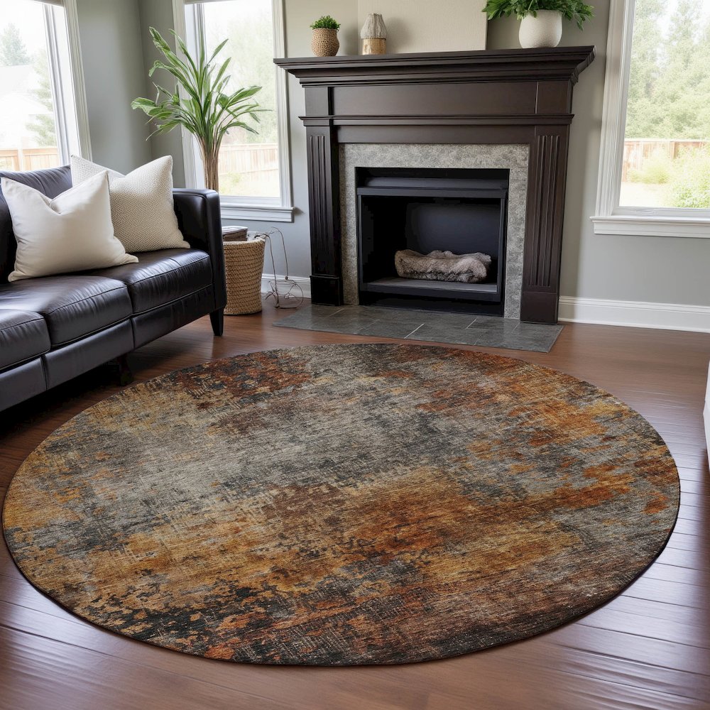 Premium Machine Washable Mayfield AMF1210 Paprika 8' x 8' Round Rug. Picture 5