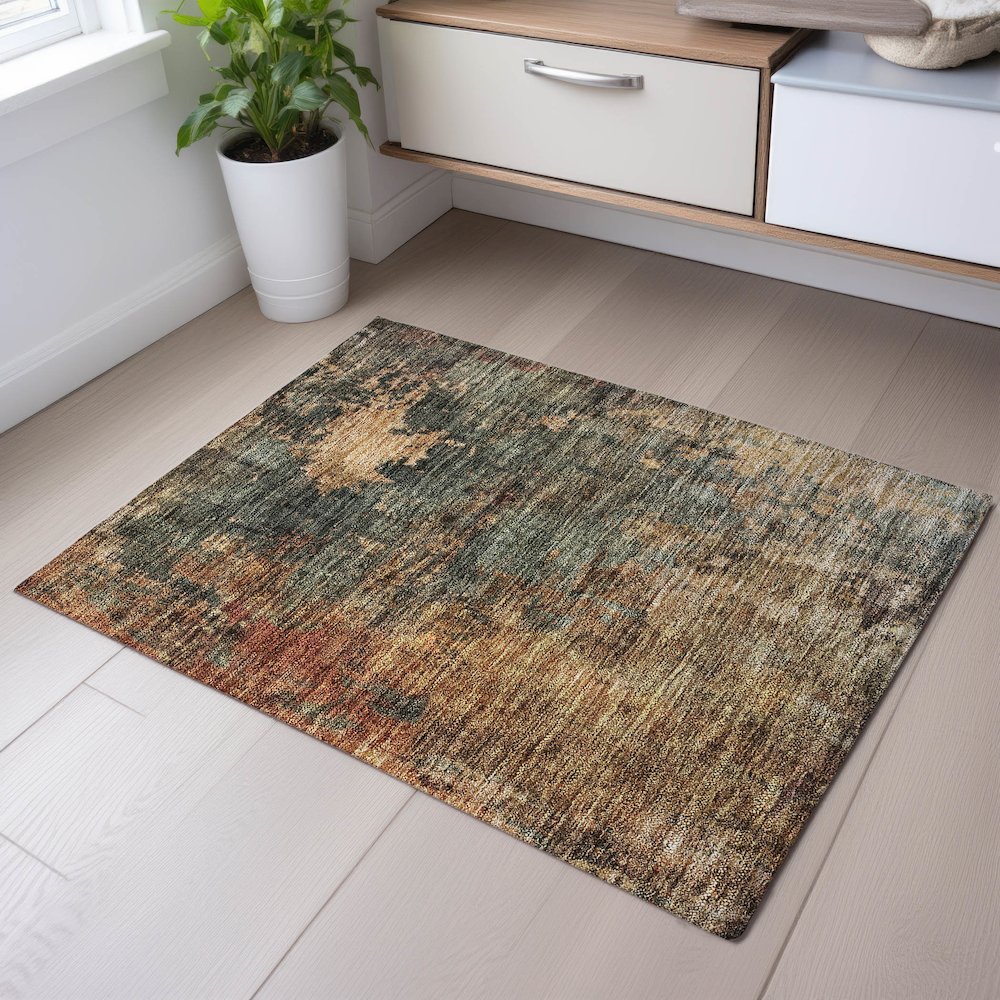 Premium Machine Washable Mayfield AMF1211 Sage 1'8" x 2'6" Rug. Picture 5