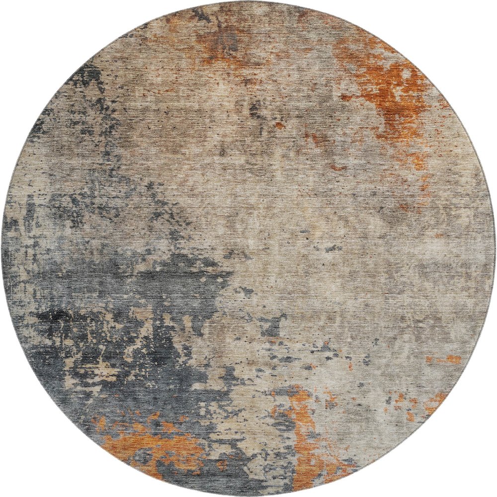 Premium Machine Washable Mayfield AMF1212 Khaki 8' x 8' Round Rug. Picture 1