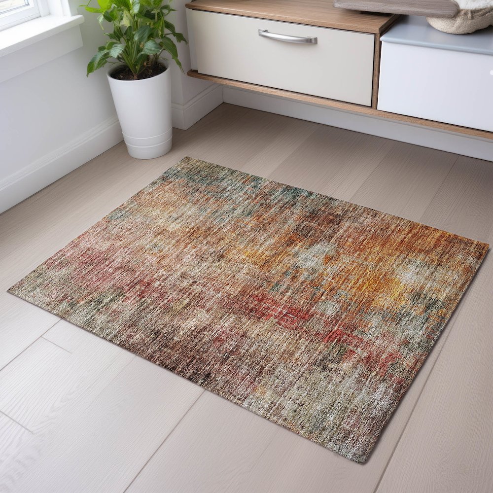 Premium Machine Washable Mayfield AMF1213 Tan 1'8" x 2'6" Rug. Picture 5
