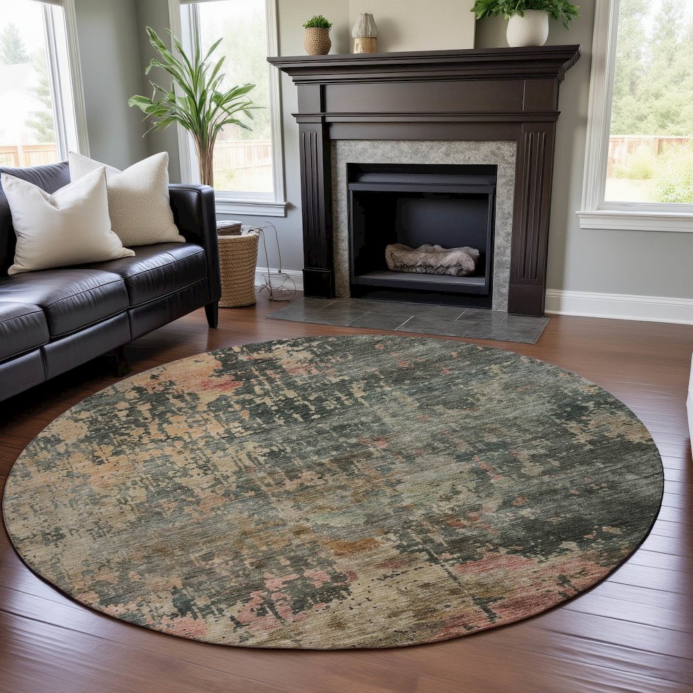 Premium Machine Washable Mayfield AMF1214 Sage 8' x 8' Round Rug. Picture 5