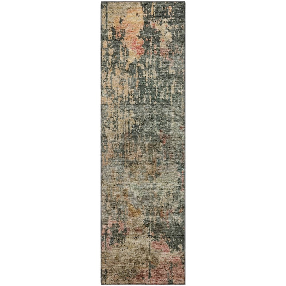 Premium Machine Washable Mayfield AMF1214 Sage 2'3" x 7'6" Runner Rug. Picture 1