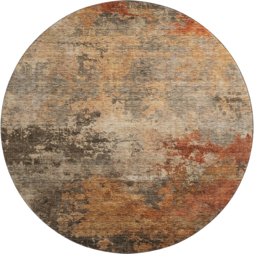 Premium Machine Washable Mayfield AMF1216 Khaki 8' x 8' Round Rug. Picture 1