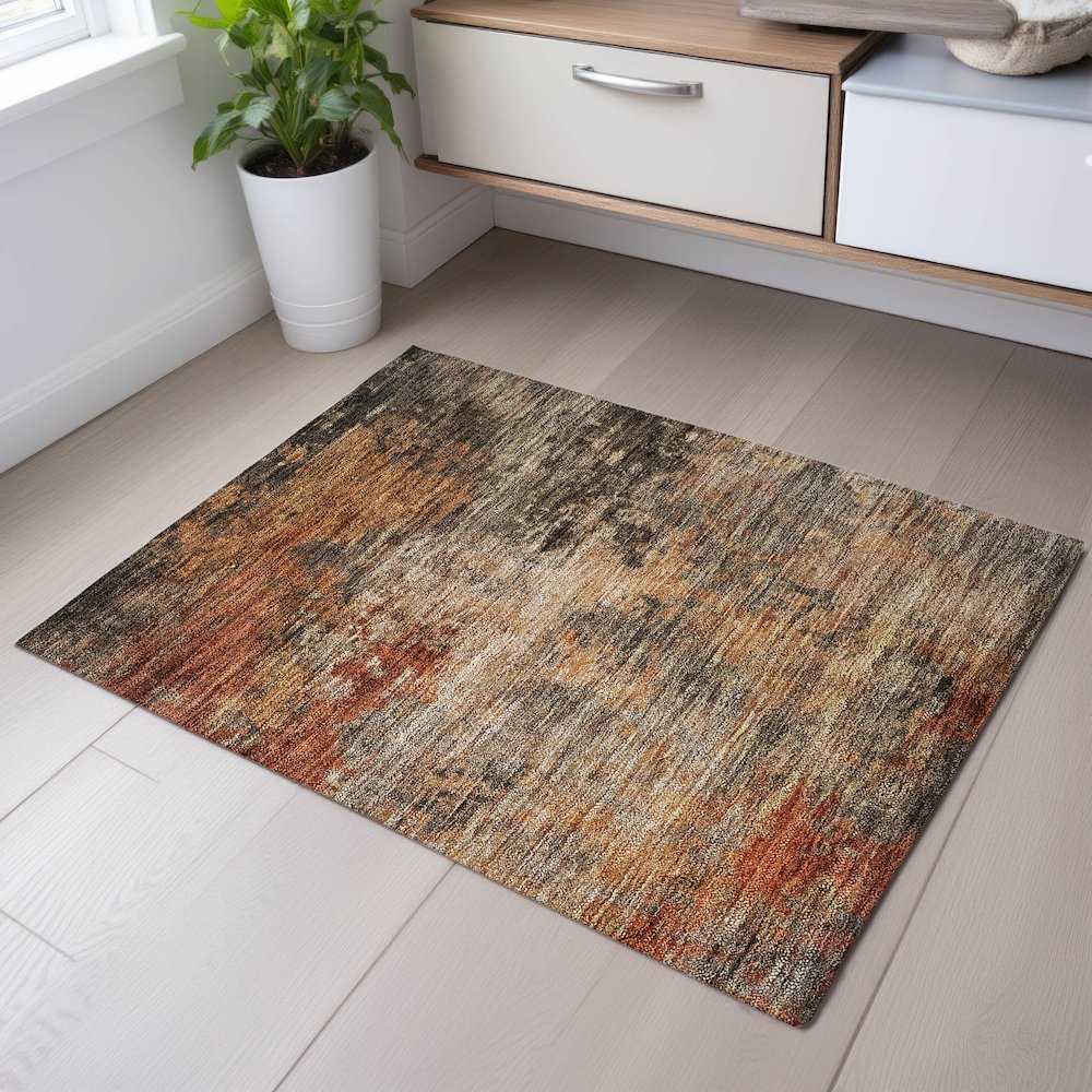 Premium Machine Washable Mayfield AMF1216 Khaki 1'8" x 2'6" Rug. Picture 5