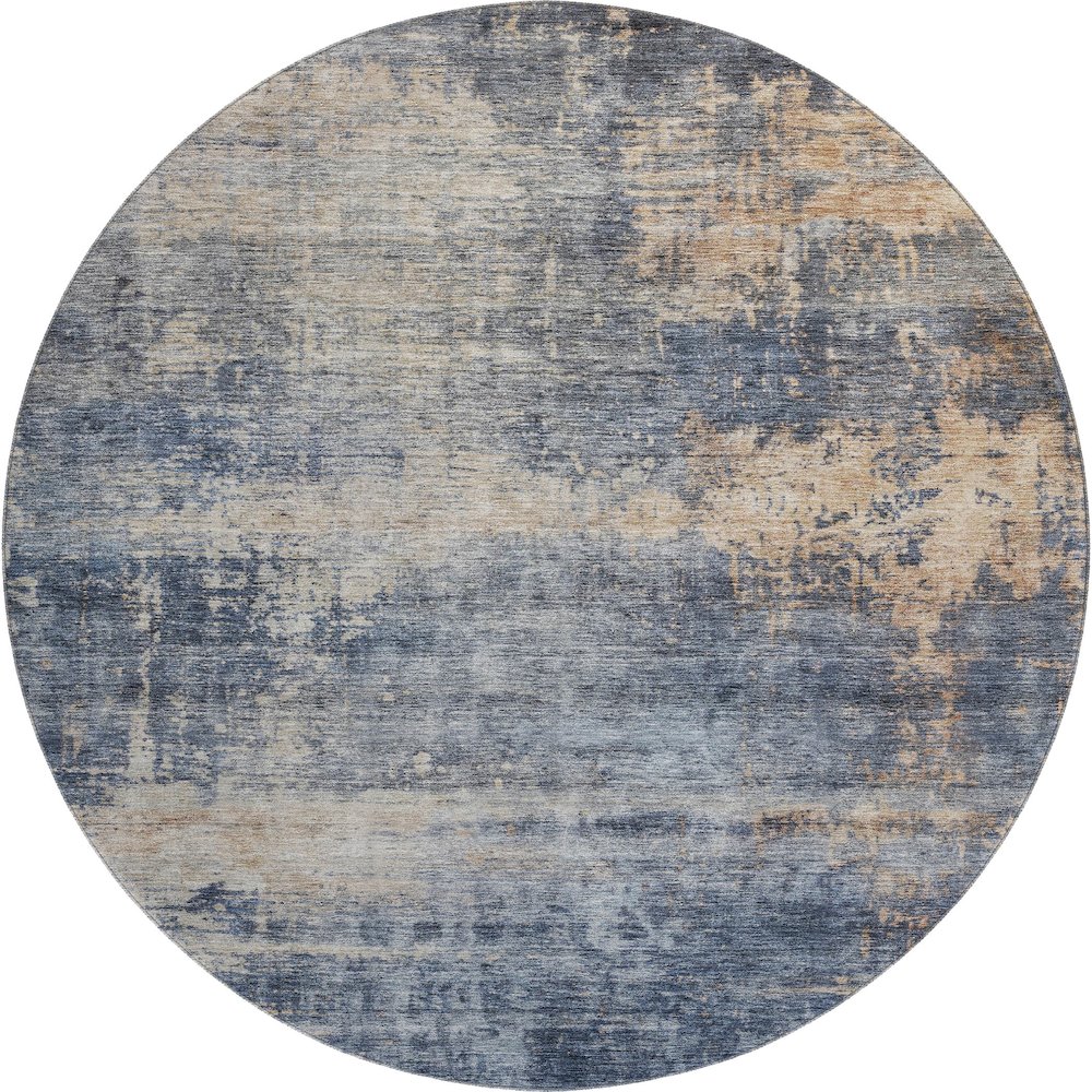 Premium Machine Washable Mayfield AMF1217 Denim 8' x 8' Round Rug. Picture 1