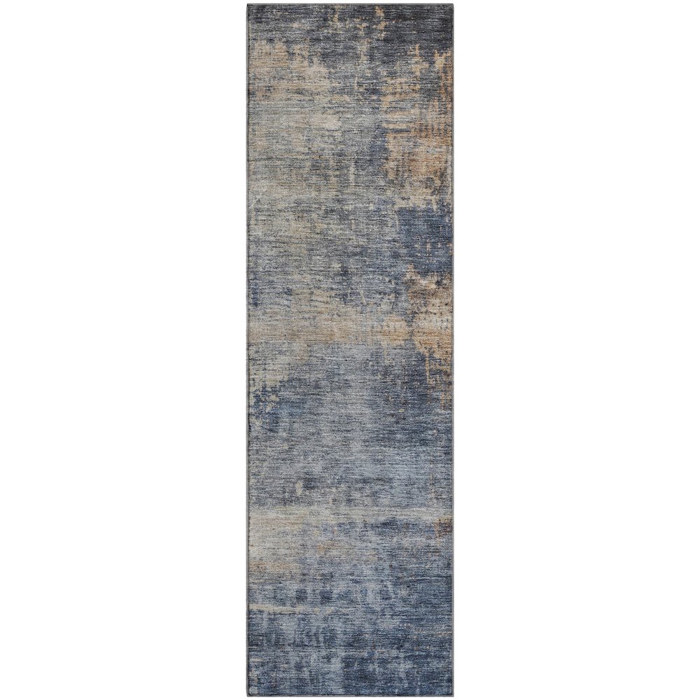 Premium Machine Washable Mayfield AMF1217 Denim 2'3" x 7'6" Runner Rug. Picture 1