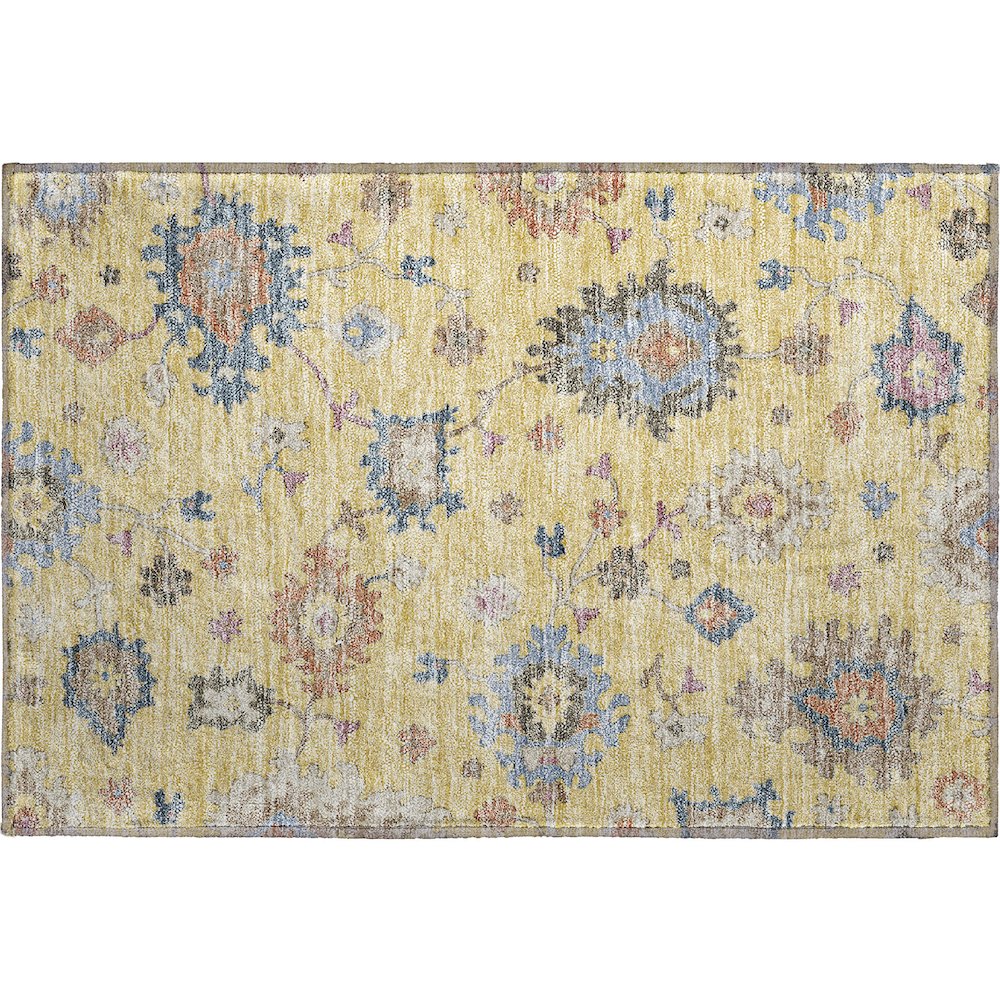 Premium Machine Washable Mayfield AMF1218 Gold 1'8" x 2'6" Rug. Picture 1