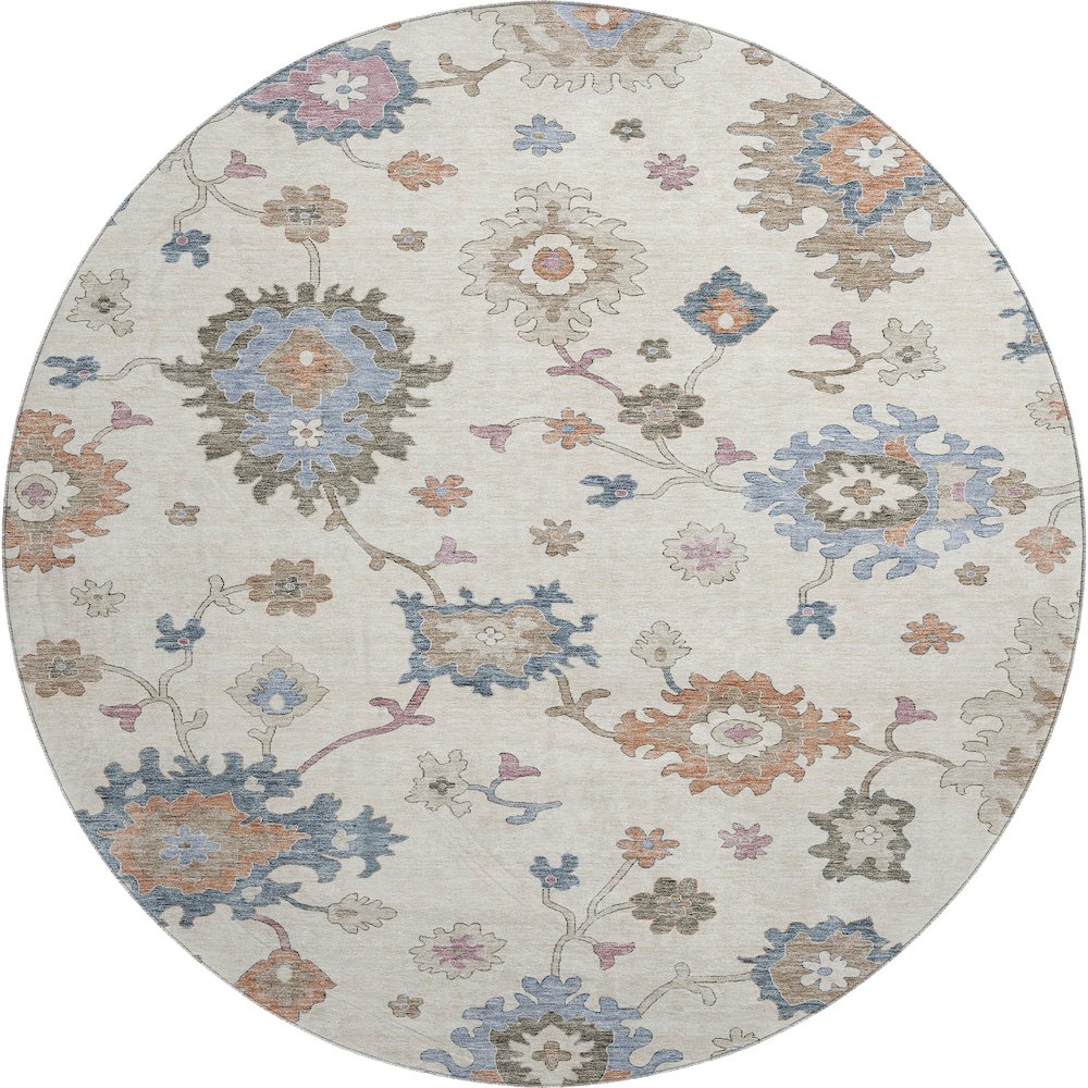 Premium Machine Washable Mayfield AMF1218 Ivory 8' x 8' Round Rug. Picture 1
