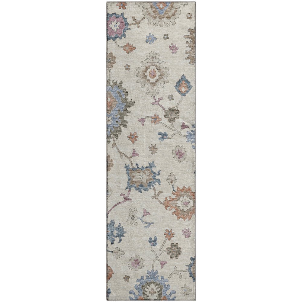Premium Machine Washable Mayfield AMF1218 Ivory 2'3" x 7'6" Runner Rug. Picture 1