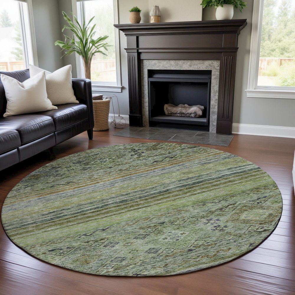 Premium Machine Washable Mayfield AMF1219 Aloe 8' x 8' Round Rug. Picture 5