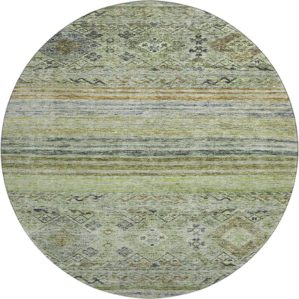 Premium Machine Washable Mayfield AMF1219 Aloe 8' x 8' Round Rug. Picture 1