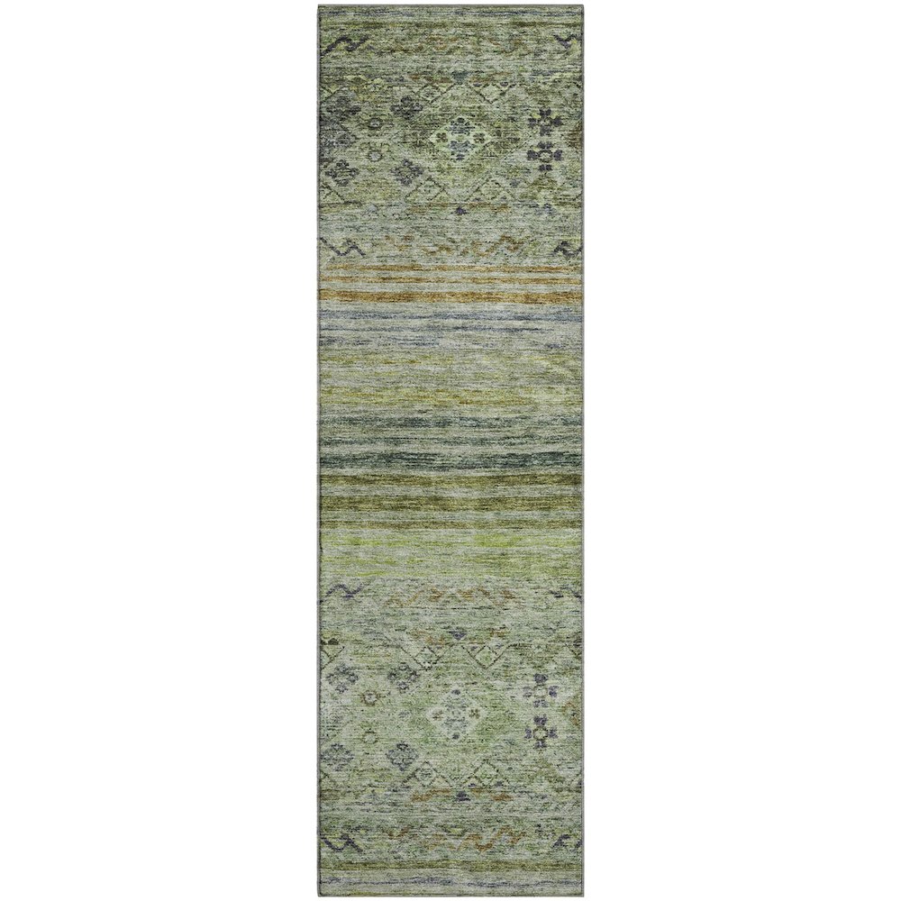Premium Machine Washable Mayfield AMF1219 Aloe 2'3" x 7'6" Runner Rug. Picture 1
