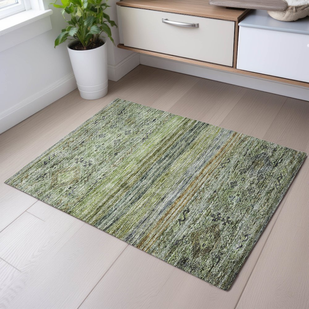 Premium Machine Washable Mayfield AMF1219 Aloe 1'8" x 2'6" Rug. Picture 5