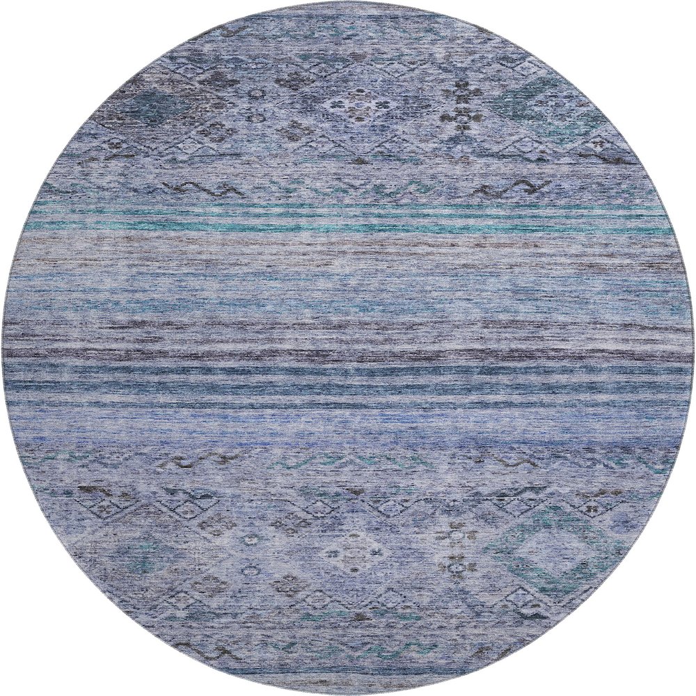 Premium Machine Washable Mayfield AMF1219 Blue 8' x 8' Round Rug. Picture 1