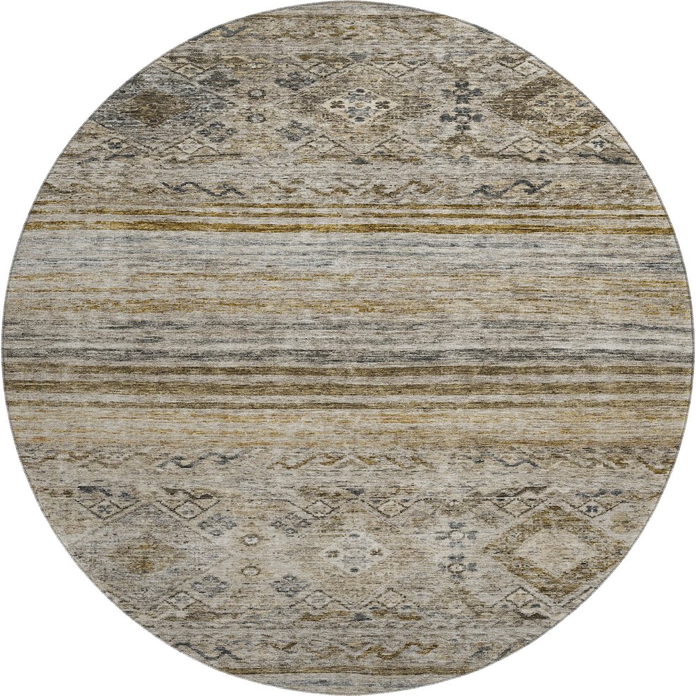 Premium Machine Washable Mayfield AMF1219 Brown 8' x 8' Round Rug. Picture 1