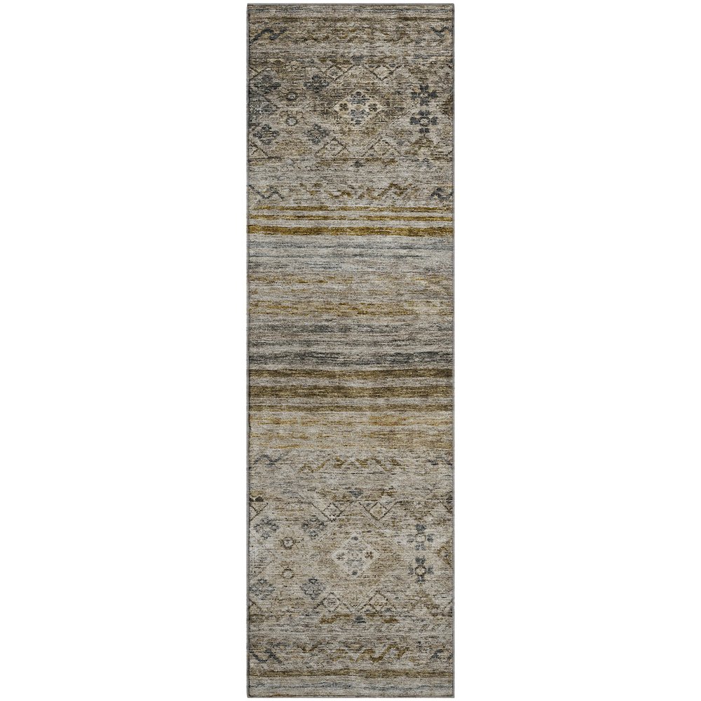Premium Machine Washable Mayfield AMF1219 Brown 2'3" x 7'6" Runner Rug. Picture 1