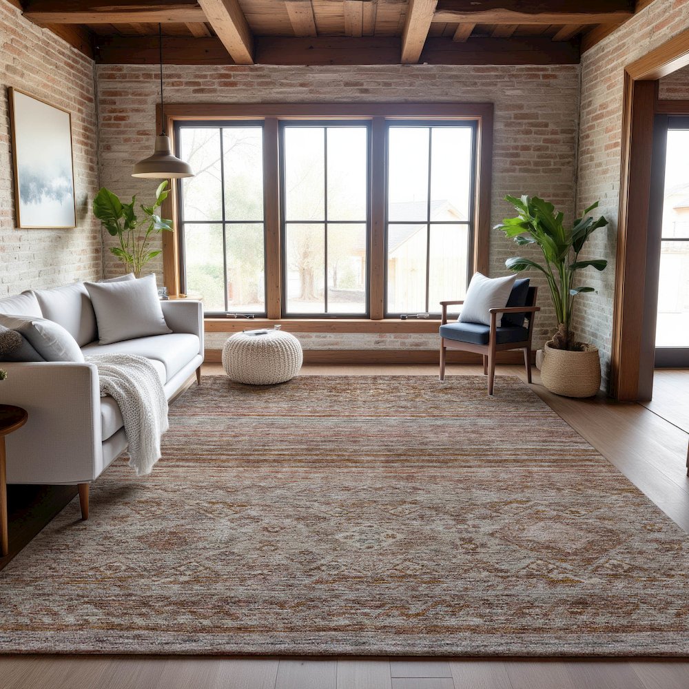 Premium Machine Washable Mayfield AMF1219 Copper 2'6" x 3'10" Rug. Picture 5
