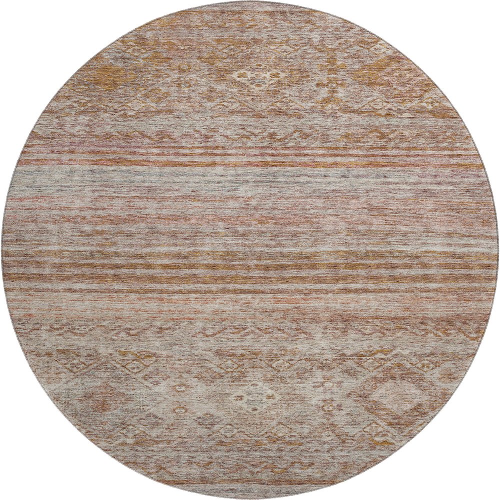 Premium Machine Washable Mayfield AMF1219 Copper 8' x 8' Round Rug. Picture 1