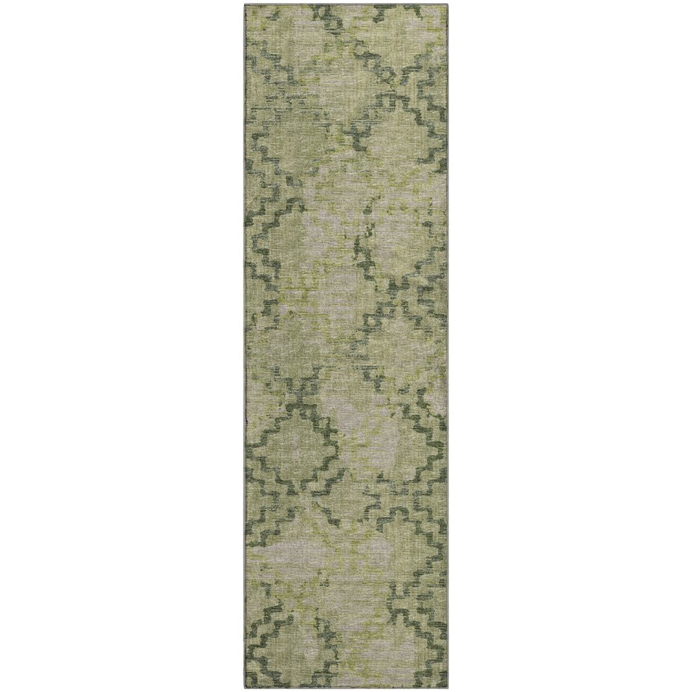 Premium Machine Washable Mayfield  Green 2'3" x 7'6" Runner Rug. Picture 1